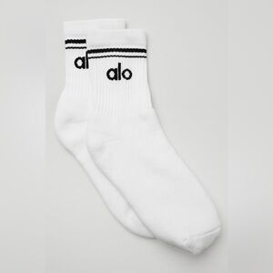 Alo Yoga Unisex Half-Crew Throwback Sock White/Black Size M NWT Authentic